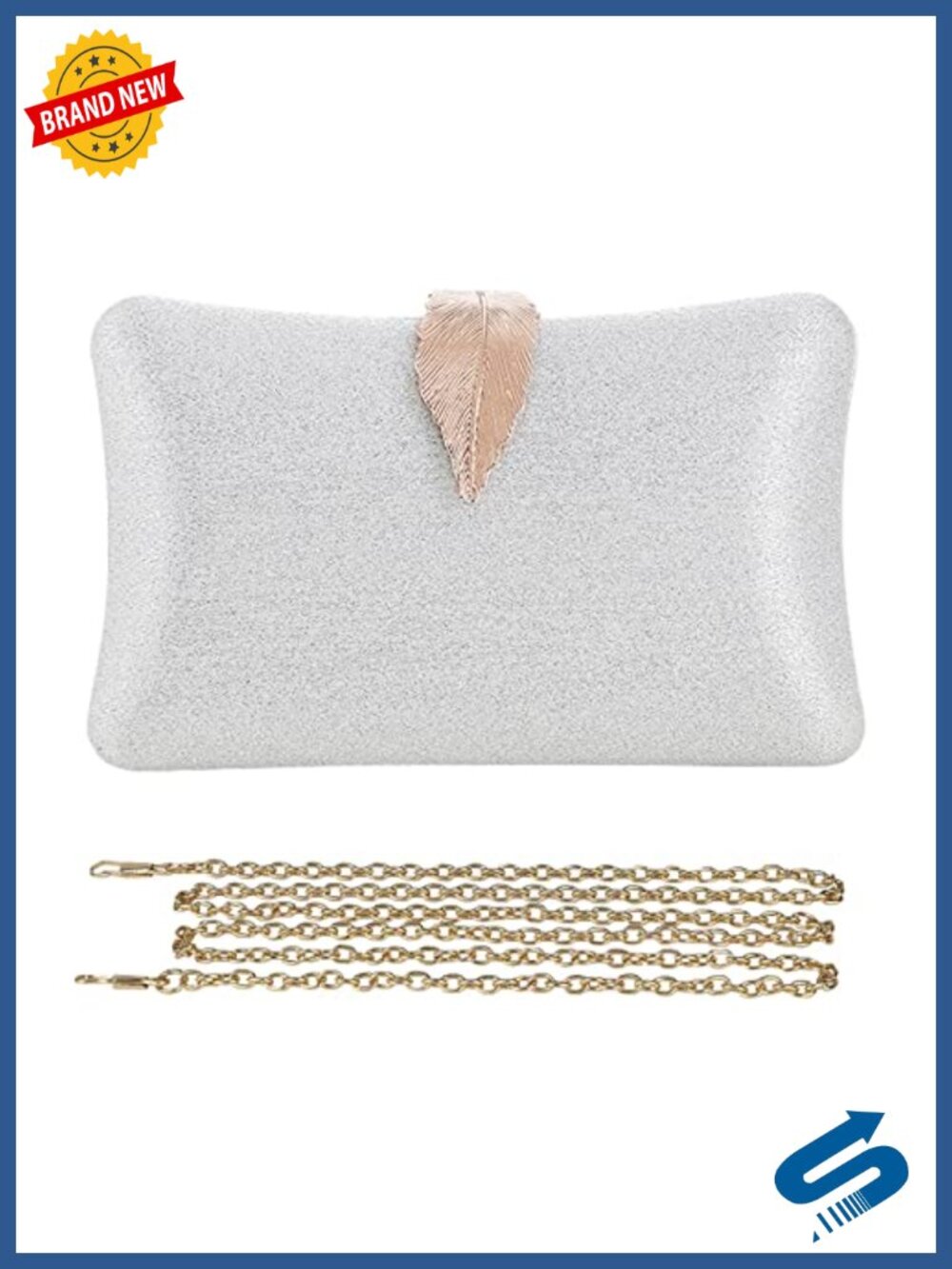 Sequin Clutch Evening Bag with Detachable Chain Shoulder Strap
